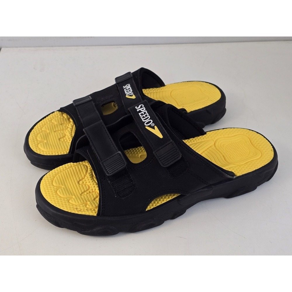 Speedo Men Black / Yellow, Slip‎ on Sandals, Size XL 13-14  NWOT